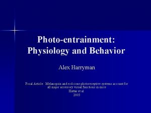 Photoentrainment Physiology and Behavior Alex Harryman Focal Article