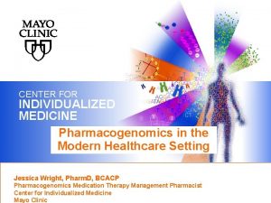 CENTER FOR INDIVIDUALIZED MEDICINE Pharmacogenomics in the Modern