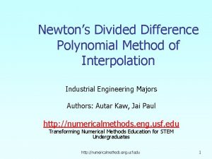 Newtons Divided Difference Polynomial Method of Interpolation Industrial