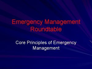 Principles of emergency management Principles of emergency management