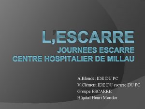 LESCARRE JOURNES ESCARRE CENTRE HOSPITALIER DE MILLAU A