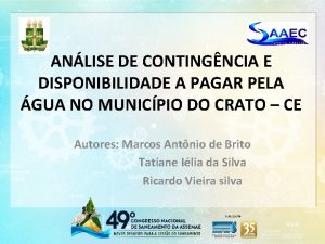 ANLISE DE CONTINGNCIA E DISPONIBILIDADE A PAGAR PELA