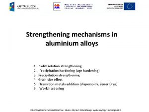 Strengthening mechanisms in aluminium alloys 1 Solid solution