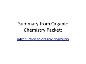 Basic organic nomenclature packet