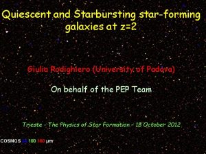 Quiescent and Starbursting starforming galaxies at z2 Giulia