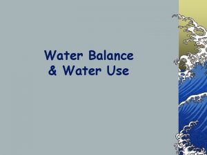 Water Balance Water Use The Global Hydrologic Cycle
