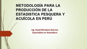 METODOLOGA PARA LA PRODUCCIN DE LA ESTADISTICA PESQUERA