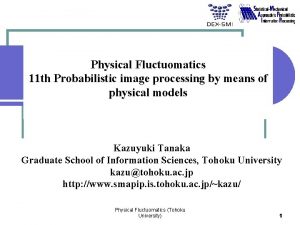 Physical Fluctuomatics 11 th Probabilistic image processing by