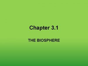 Chapter 3 1 THE BIOSPHERE Interactions and Interdependence