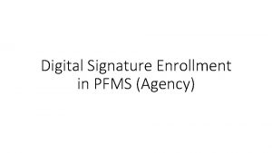 Pfms dsc enrollment