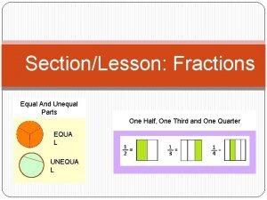 SectionLesson Fractions Equal And Unequal Parts One Half