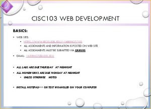CISC 103 WEB DEVELOPMENT BASICS WEB SITE HTTPS