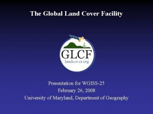 Glcf data and products