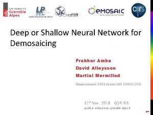 Deep or Shallow Neural Network for Demosaicing Prakhar