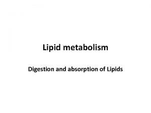 Digestion and absorption of lipids