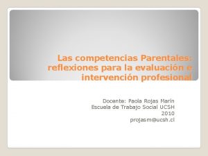 Las competencias Parentales reflexiones para la evaluacin e