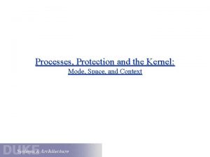 Processes Protection and the Kernel Mode Space and