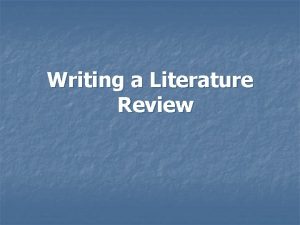 Order literature review