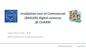 Irradiation test of Commercial BASLER digital cameras CHARM