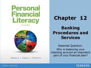 Chapter 12 banking procedures and services