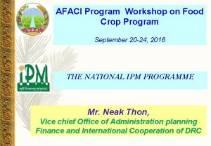 AFACI Program Workshop on Food Crop Program September