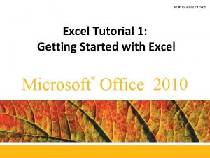 Excel Tutorial 1 Getting Started with Excel Microsoft