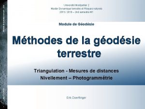 Mthodes de la godsie terrestre 2016 Universit Montpellier