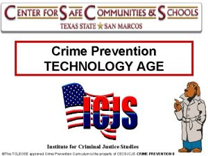 Crime Prevention TECHNOLOGY AGE Institute for Criminal Justice