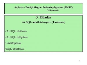 Sapientia Erdlyi Magyar Tudomny Egyetem EMTE Cskszereda 3