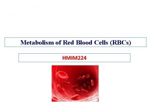 Metabolism of Red Blood Cells RBCs HMIM 224