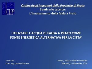 Ordine degli Ingegneri della Provincia di Prato Seminario