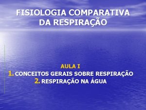 FISIOLOGIA COMPARATIVA DA RESPIRAO AULA I 1 CONCEITOS