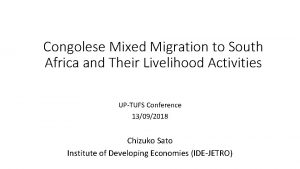 Congolese Mixed Migration to South Africa and Their