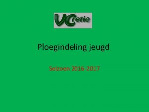 Ploegindeling jeugd Seizoen 2016 2017 Algemeen Per ploeg