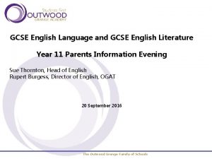 GCSE English Language and GCSE English Literature Year