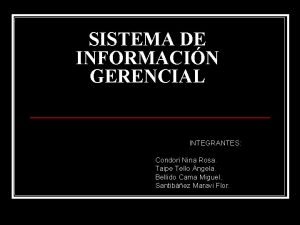 SISTEMA DE INFORMACIN GERENCIAL INTEGRANTES Condori Nina Rosa