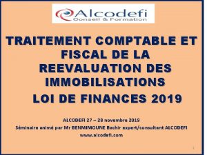 Réévaluation des immobilisations en algérie Réévaluation des immobilisations en algérie