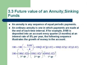 Sinking fund formula