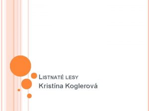 LISTNAT LESY Kristna Koglerov CHARAKTERISTIKA Listnat stromy s