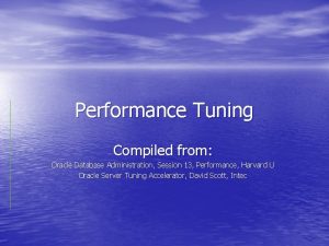 Performance Tuning Compiled from Oracle Database Administration Session