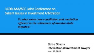 BCDRAAASCC Joint Conference on Salient Issues in Investment