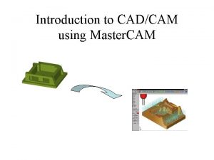 Introduction to CADCAM using Master CAM Agenda Introduction