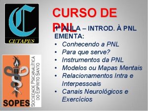 CURSO DE 1 AULA INTROD PNL EMENTA Conhecendo