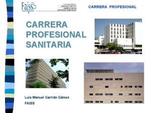 CARRERA PROFESIONAL SANITARIA Luis Manuel Garrido Gmez FAISS