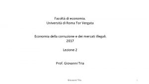 Facolt di economia Universit di Roma Tor Vergata