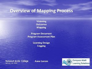 Overview of Mapping Process Visioning Outcomes Mapping Program