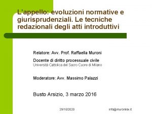 Lappello evoluzioni normative e giurisprudenziali Le tecniche redazionali