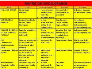 Matriz de involucrados