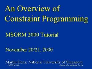 Constraint programming tutorial