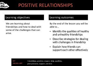 Friendship learning objectives